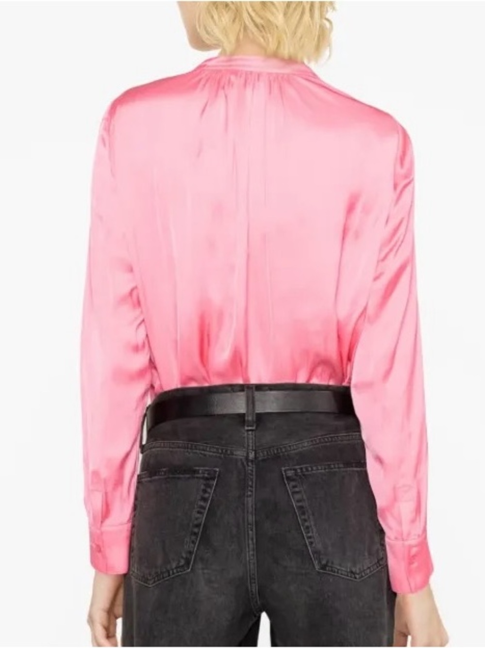 Zadig & Voltaire Blouse Top Womens S Tink Satin Vneck Long Sleeve Pink Glam - Picture 2 of 16
